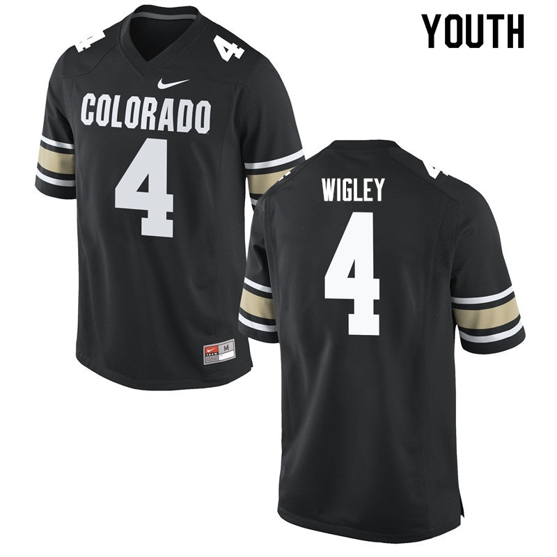 Youth #4 Dante Wigley Colorado Buffaloes College Football Jerseys Sale-Home Black